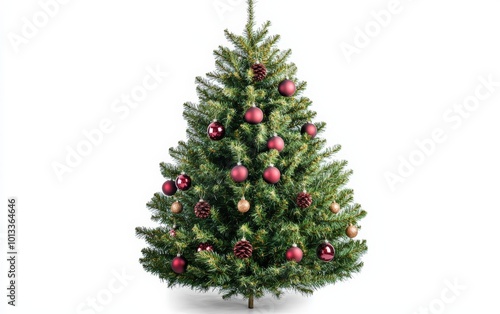 Very beautiful christmas tree on white background. Decorated christmas tree