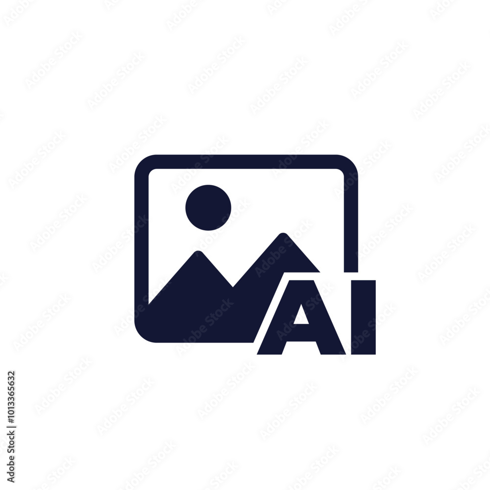 AI generated image icon, pictogram on white AI generated image icon, pictogram on white