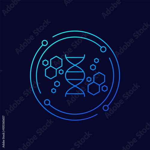 bioengineering icon, biotechnology linear vector design