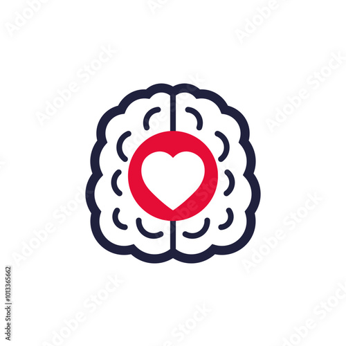 brain and heart icon on white