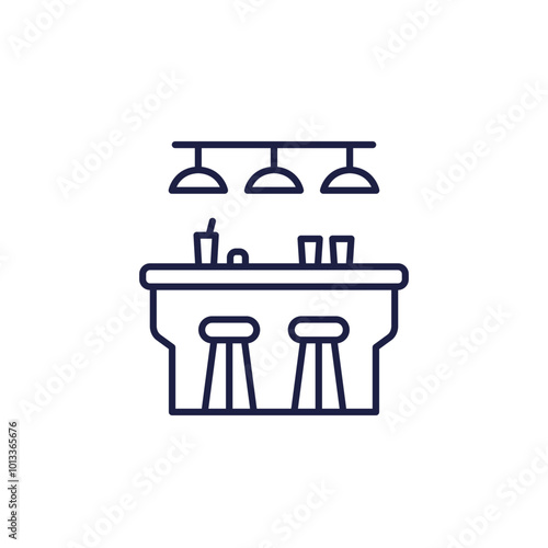 bar counter icon, line vector design
