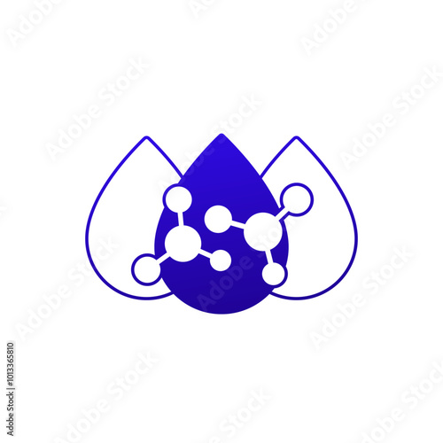 Molecules and drops icon on white