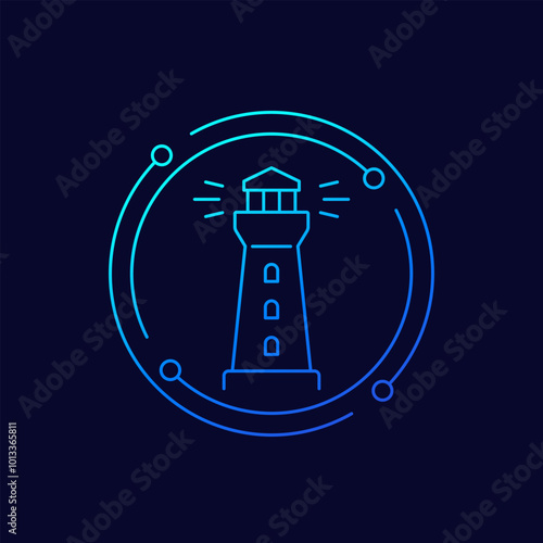 lighthouse icon, linear vector design