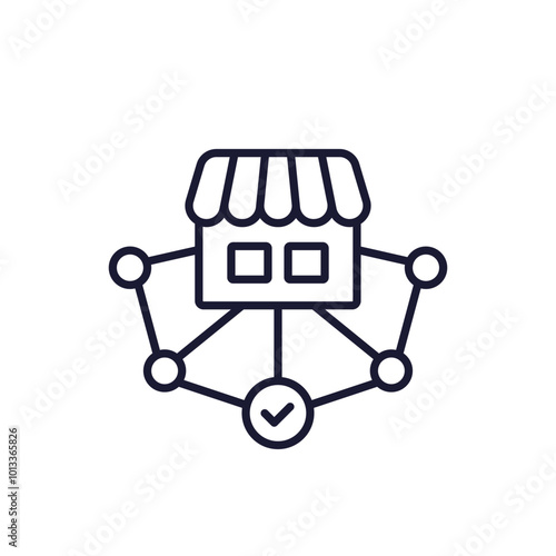 marketplace line icon with a shop