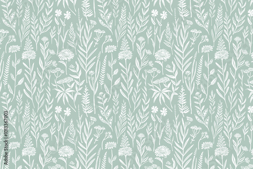 Toile pattern tapestry. Linocut print. Monochrome botanical pattern background. Created with Generative AI technology.