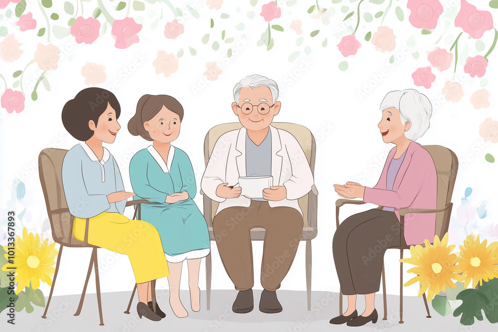 Elderly Retirement Concept Illustration with Senior Person Elderly Retirement Concept Illustration with Senior Person