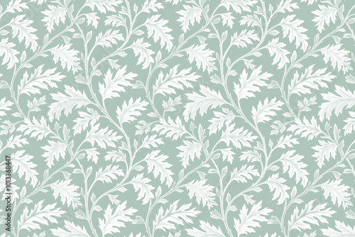 Toile floral pattern tapestry. Arts and Crafts. Vintage monochrome  botanical wallpaper pattern. Background image. Created with Generative AI technology
