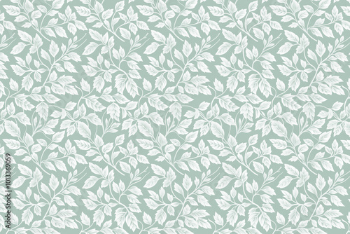 Wallpaper Mural Toile floral pattern tapestry. Arts and Crafts. Vintage monochrome  botanical wallpaper pattern. Background image. Created with Generative AI technology Torontodigital.ca