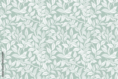 Toile floral pattern tapestry. Arts and Crafts. Vintage monochrome botanical wallpaper pattern. Background image. Created with Generative AI technology