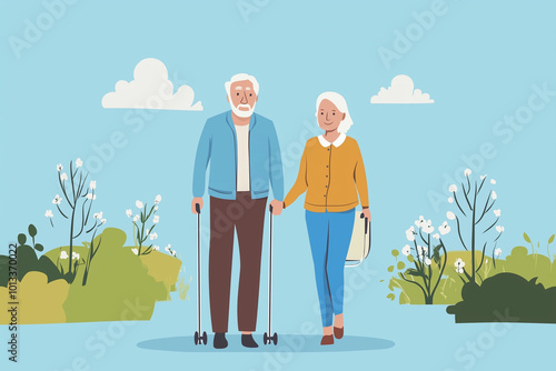 Retired Senior Citizens Illustration - Relaxed Lifestyle Concept