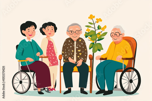 Retired Senior Citizens Illustration - Relaxed Lifestyle Concept