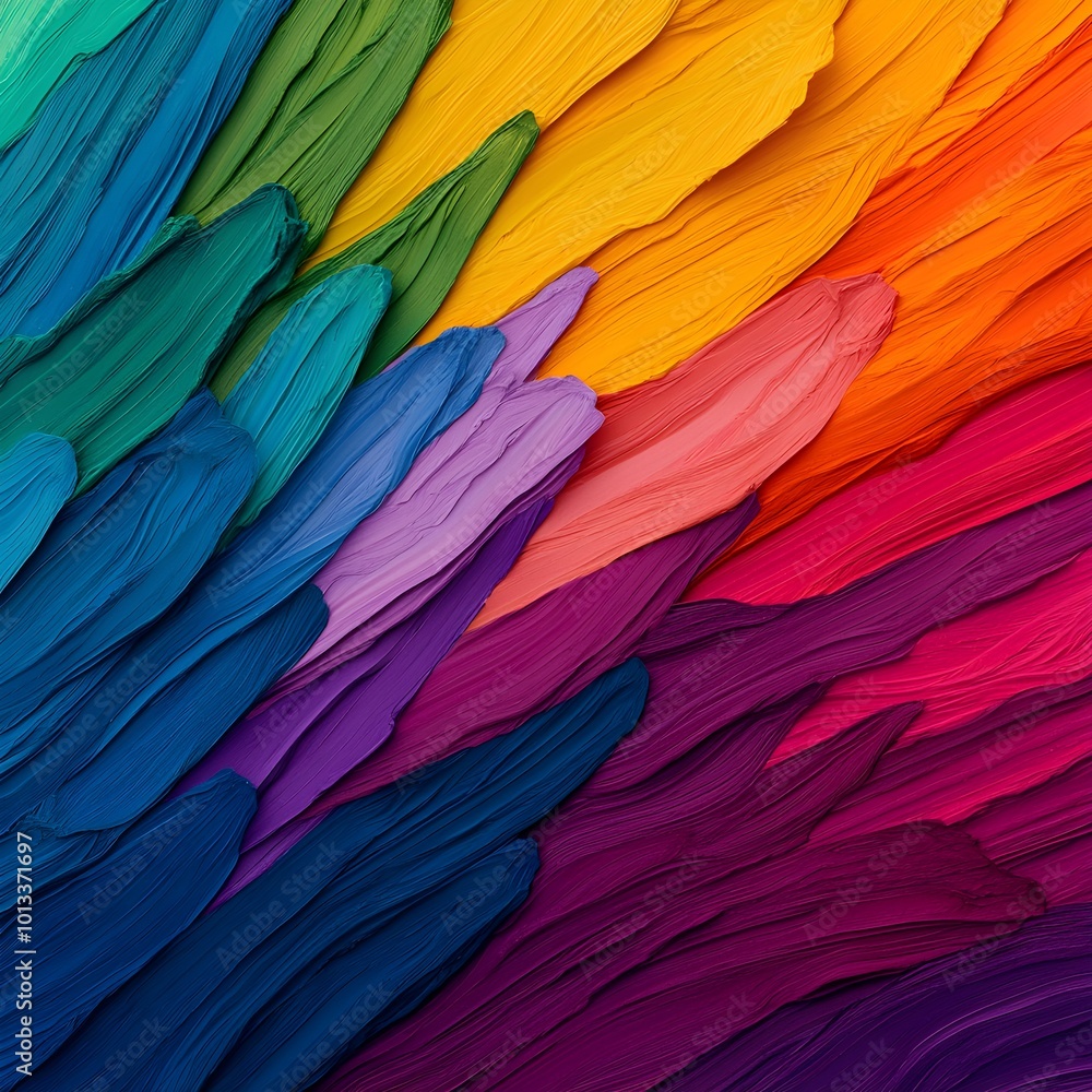 Obraz premium Vibrant abstract paint strokes in a rainbow palette