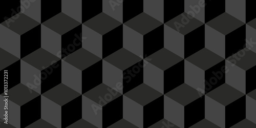 Abstract black and gray style minimal blank cubic. Geometric pattern illustration mosaic, square hexagon monochrome creative  surface triangle wallpaper background.	

