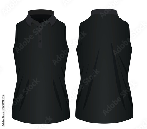 Women sleeveless polo t shirt. vector illustration