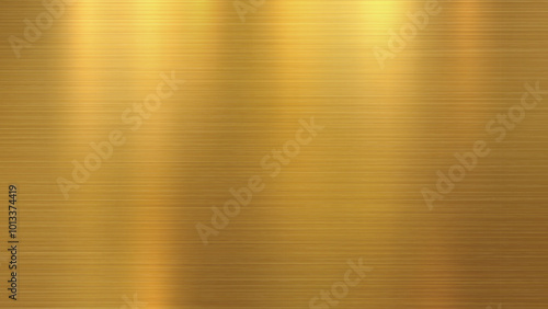 Gold brushed steel metal texture background with light refection for web, wallpaper. Vector illustration.