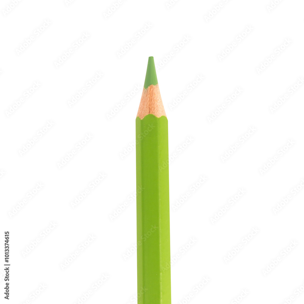 Colored pencil green one isolated on white background Colored pencil green one isolated on white background