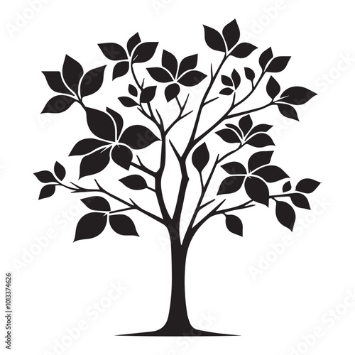 
Flowering dogwood Tree Vector illustration in black and white - Flowering dogwood Plant Silhouette Design
