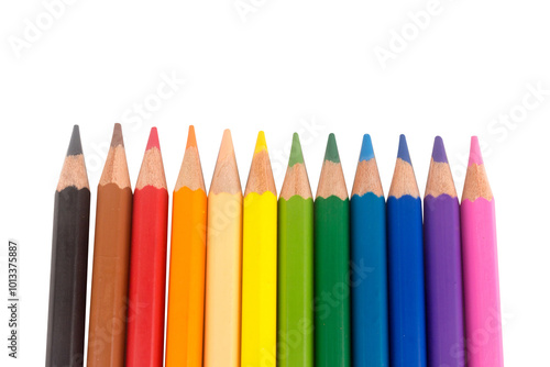 Colored pencils colorfull isolated on white background