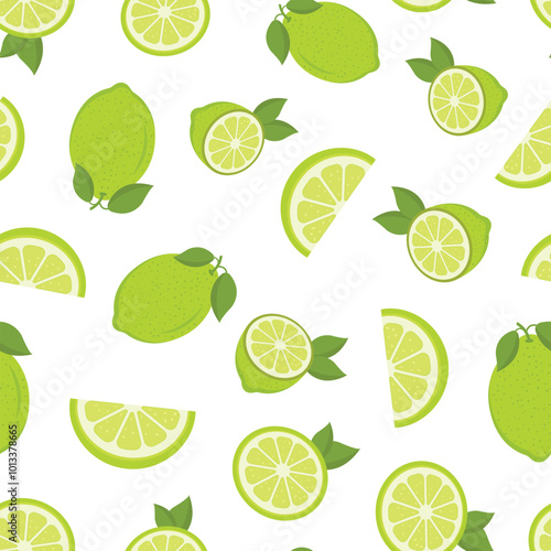 Lime fruit icon seamless pattern background in flat style. Organic fruits vector illustration on isolated background. Vitamin C food sign business concept.