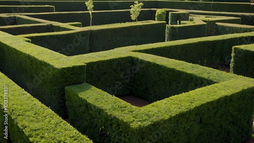 Green Labyrinth Hedge Botanical Pattern with Leafs background photo