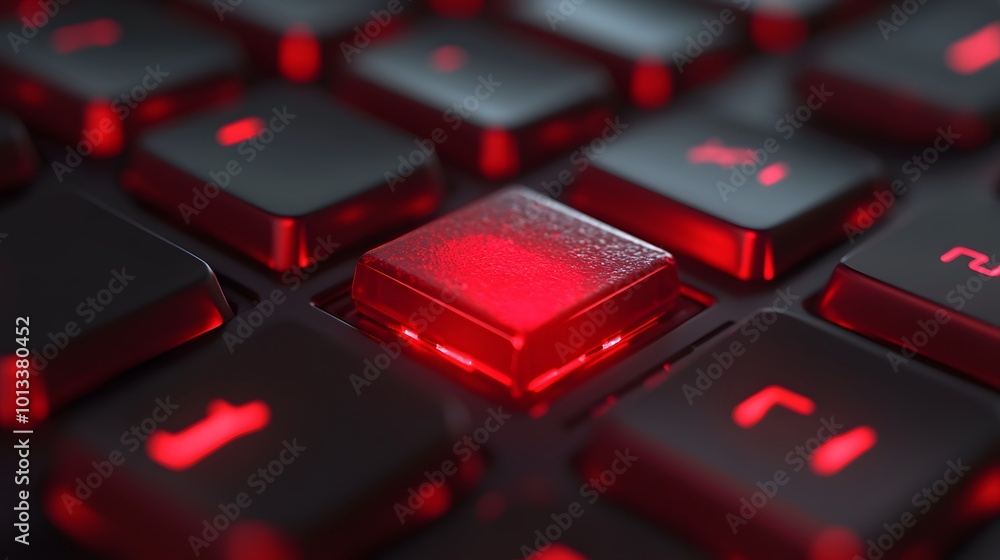 Glowing red computer keyboard keys Glowing red computer keyboard keys