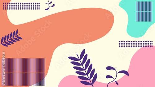 abstract background with flat design with silhouettes of plants