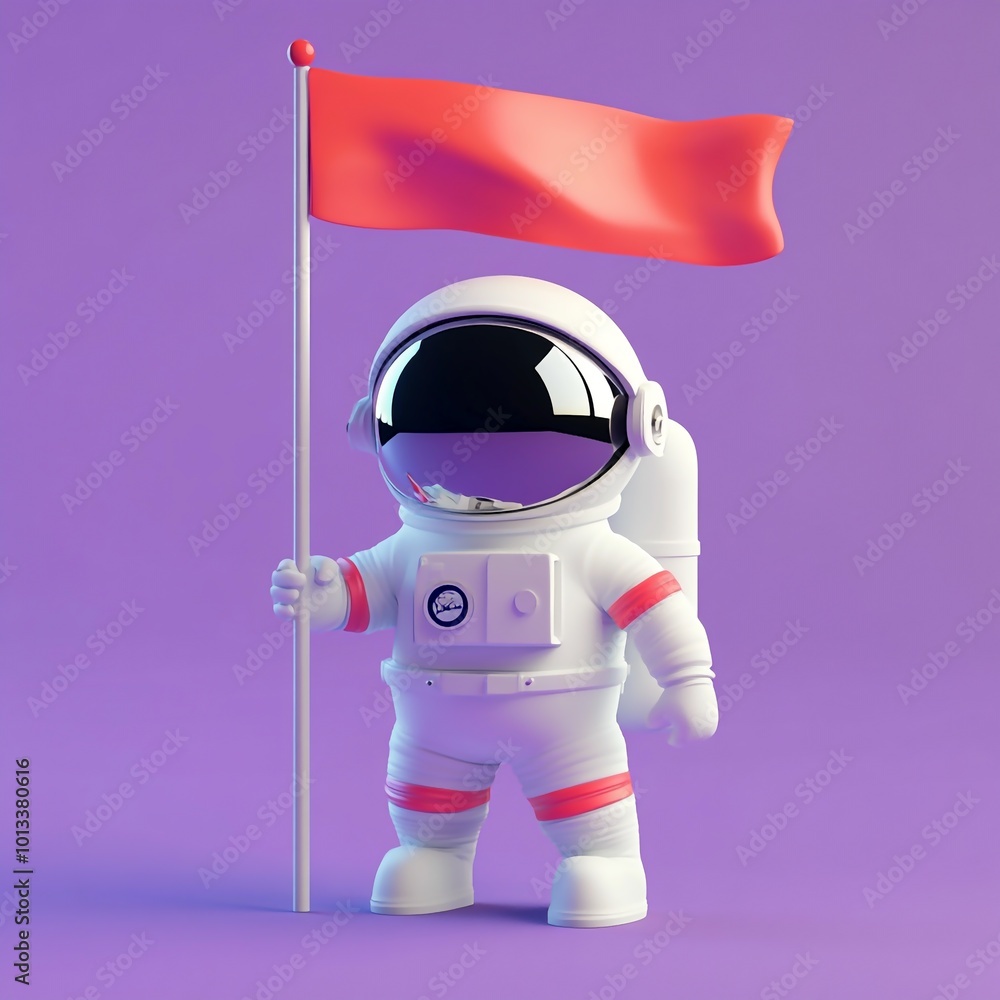 3D Astronaut Flag Icon: Space Exploration Emblem Illustration Logo 3D Astronaut Flag Icon: Space Exploration Emblem Illustration Logo