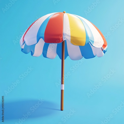 3D Beach Parasol Icon: Sunshade for Beach Relaxation Illustration Logo