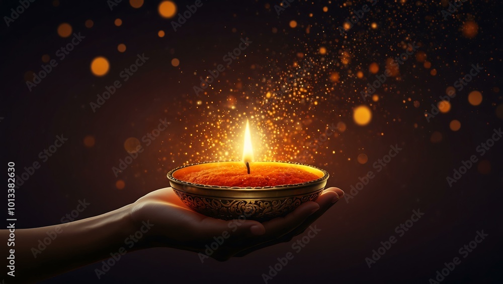 Close-up illustration of Bhai Dooj tilak with glowing particles, blending tradition and innovation. Close-up illustration of Bhai Dooj tilak with glowing particles, blending tradition and innovation.