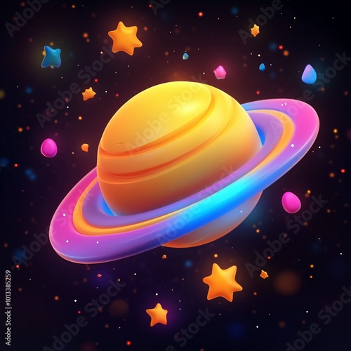 3D Cosmic Dust Icon: Spaceborne Particle Cloud Illustration Logo