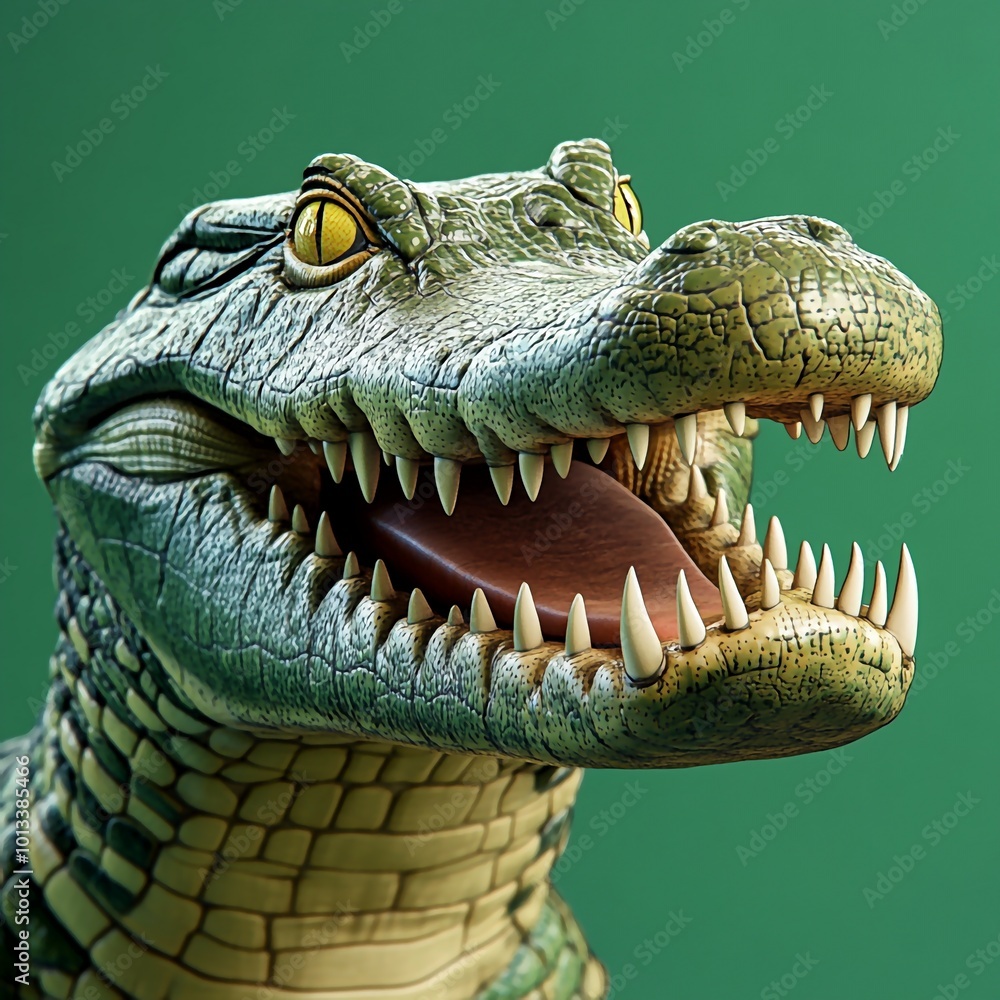 Fototapeta premium 3D Crocodile Icon: Large Reptile with Powerful Jaws Illustration Logo