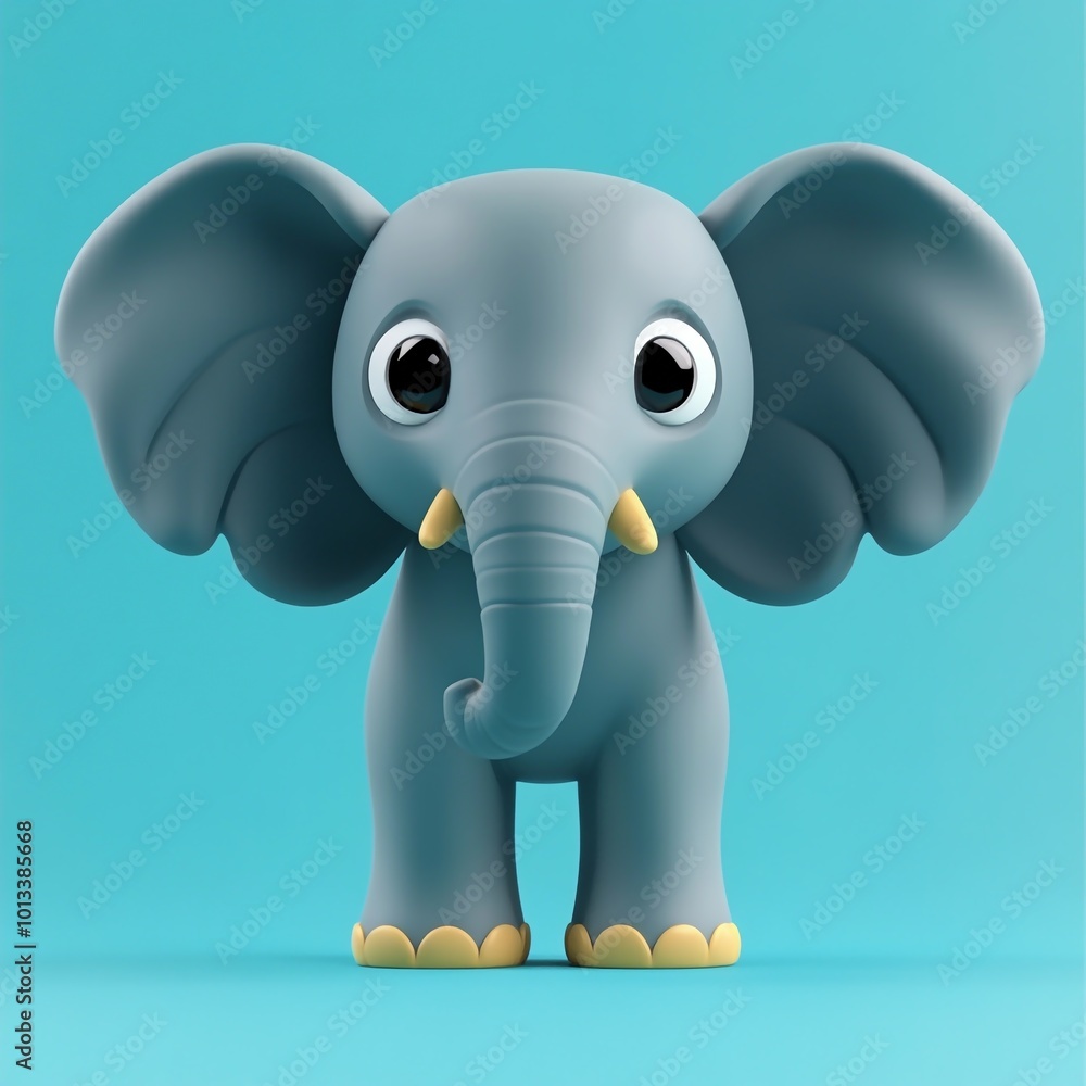 Fototapeta premium 3D Elephant Icon: Large Land Mammal with Trunk Illustration Logo