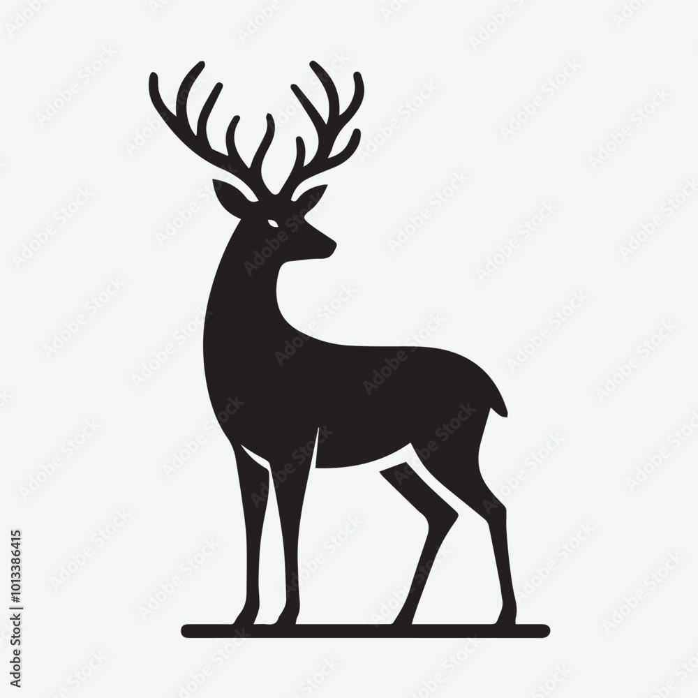 Obraz premium Deer logo deer icon deer head vector Collection of black deer icons.Logo of deer.Deer simple icon.Reindeer vector symbols.Set of deers.