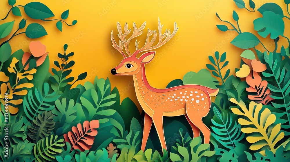 Barking deer in an enclosure Deer in captivity Barking deer in an enclosure Deer in captivity