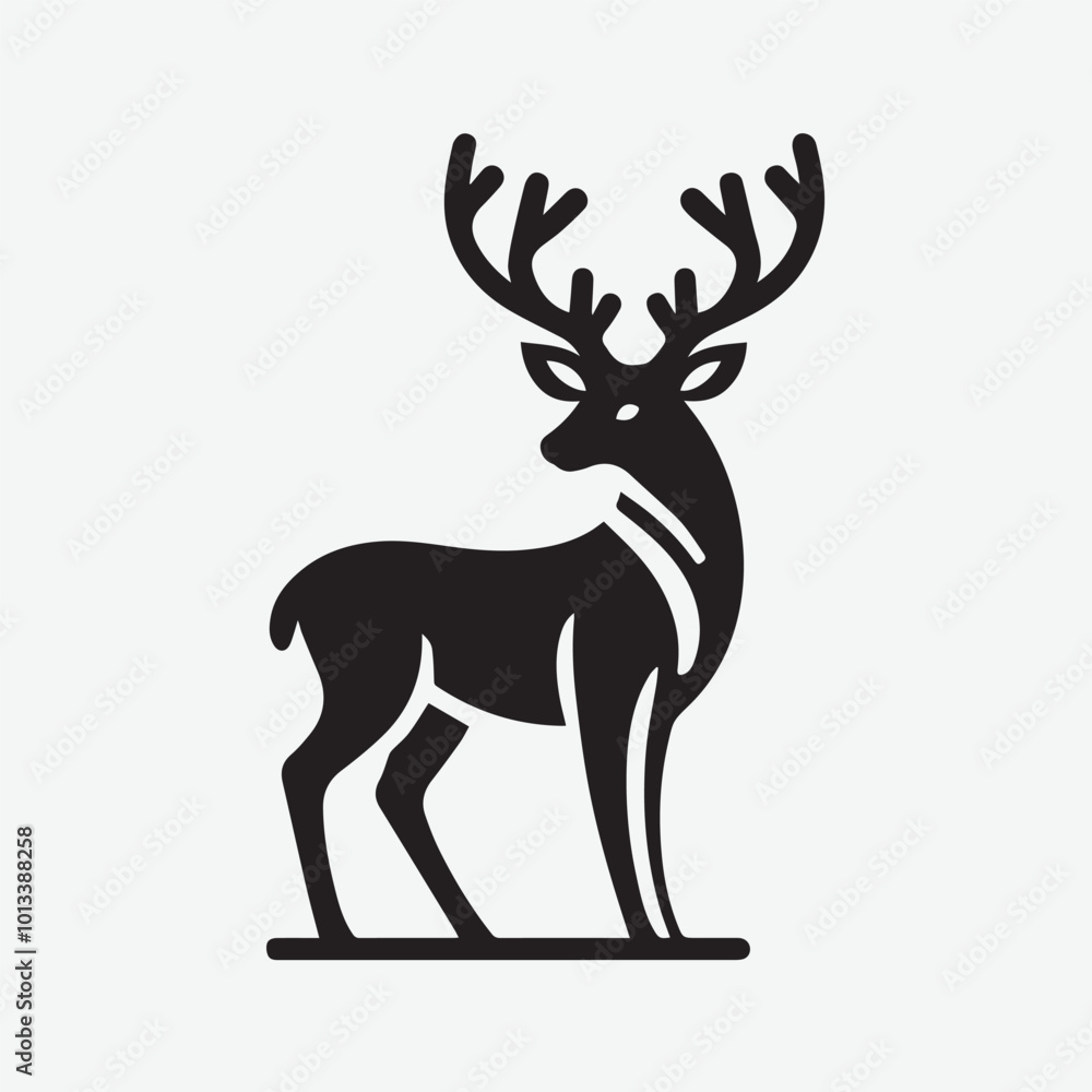 Fototapeta premium Deer logo deer icon deer head vector Collection of black deer icons.Logo of deer.Deer simple icon.Reindeer vector symbols.Set of deers.