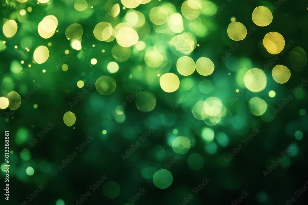Fototapeta premium Lively emerald and dim hazy bokeh background