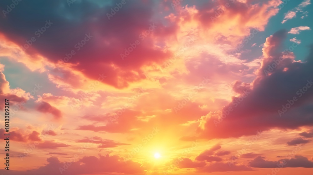 Obraz premium Dreamy sunrise transforming the sky into shades of vibrant purple clouds