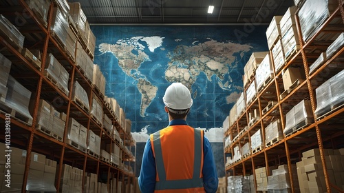 global logistics and distribution warehouse worker