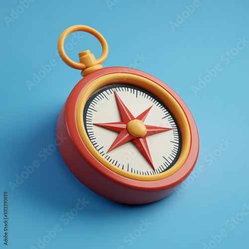 3D Map Compass Icon: Tool for Navigating Terrain Illustration Logo