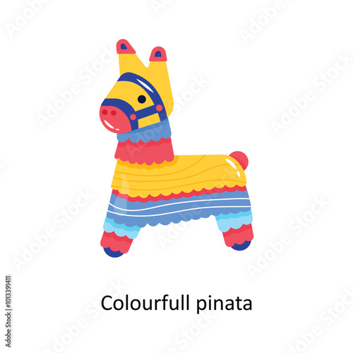 Colourfull pinata doodle vector outline Sticker. EPS 10 file