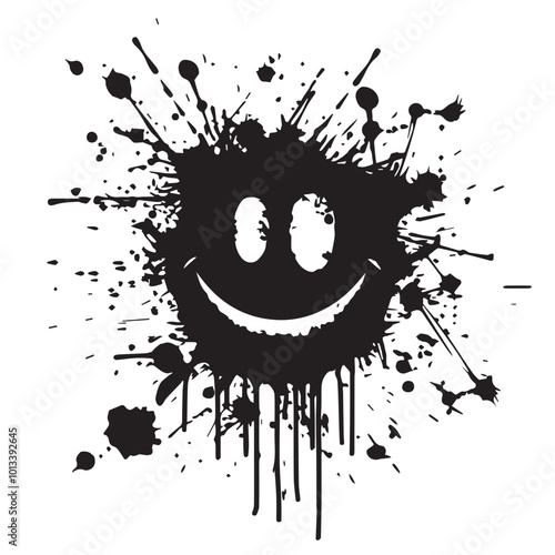 smiley face emoji character. Spray painted graffiti smiley face isolated . Blob face smiley isolated