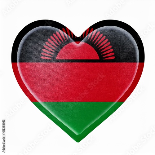 マラウイの国旗のハート(Heart of Malawi flag on white.)
 photo