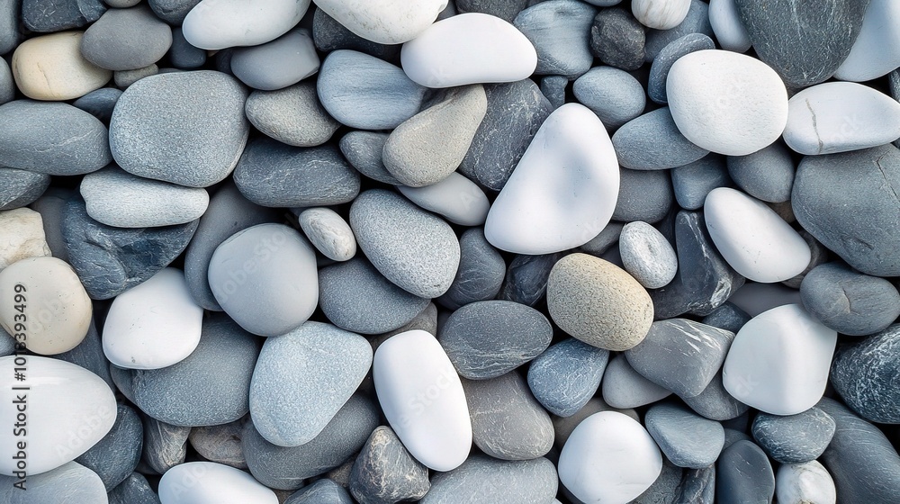Smooth Pebbles in Various Shades of Gray and White Smooth Pebbles in Various Shades of Gray and White