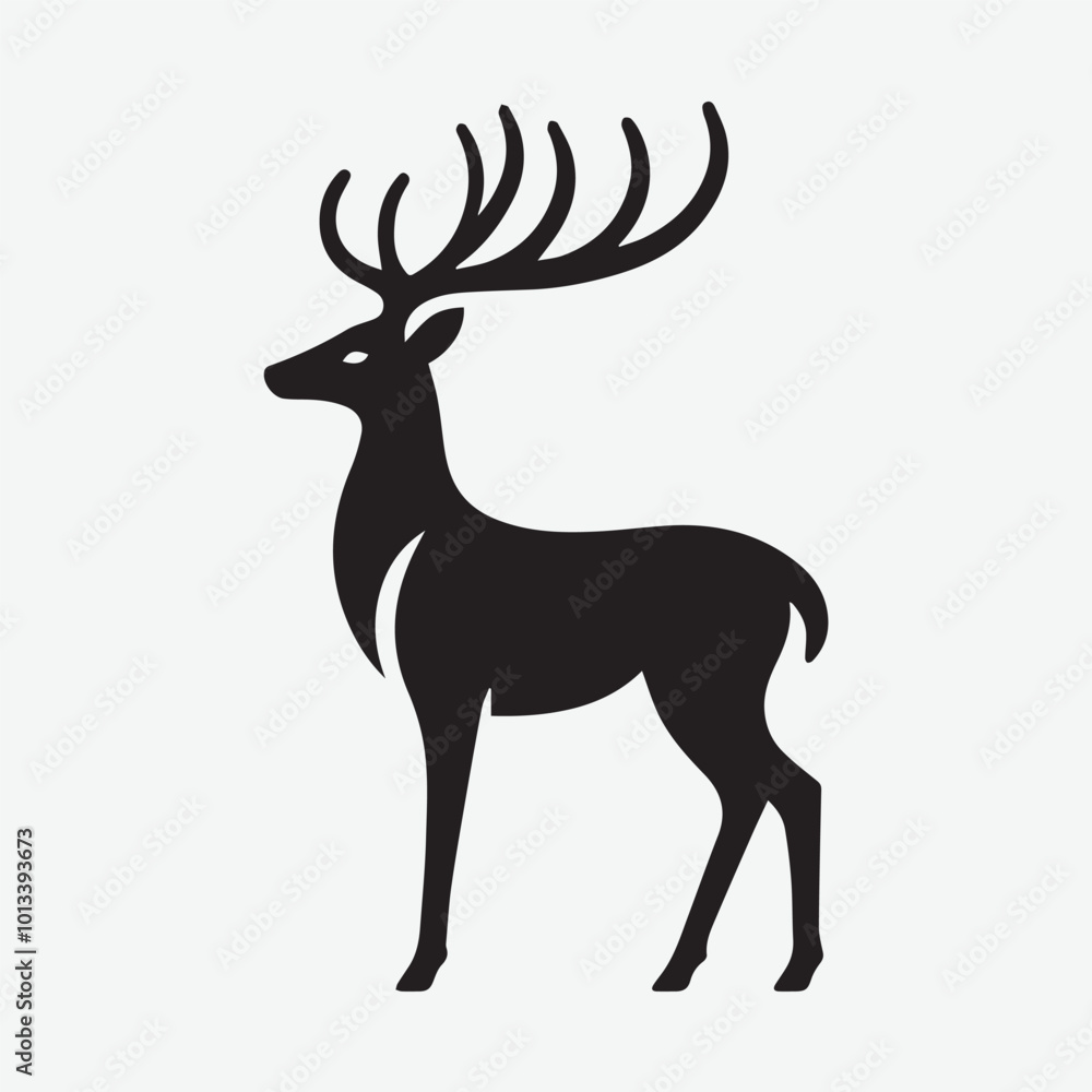 Obraz premium Deer logo deer icon deer head vector Collection of black deer icons.Logo of deer.Deer simple icon.Reindeer vector symbols.Set of deers.