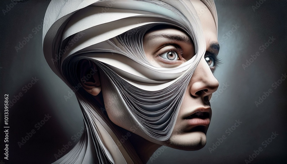 AI visuals of different facial expressions with wavy lines
AI visuals of different facial expressions with wavy lines