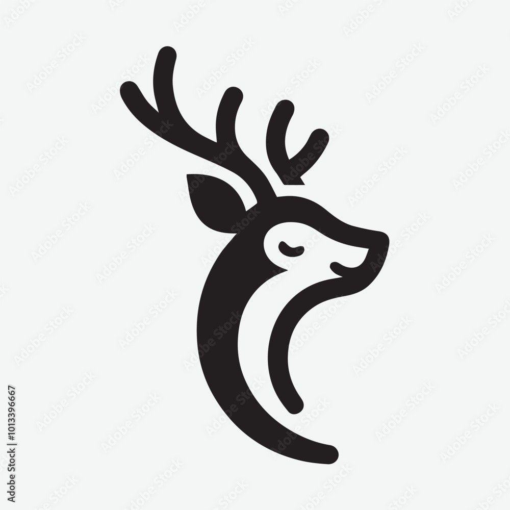 Obraz premium Deer logo deer icon deer head vector Collection of black deer icons.Logo of deer.Deer simple icon.Reindeer vector symbols.Set of deers.