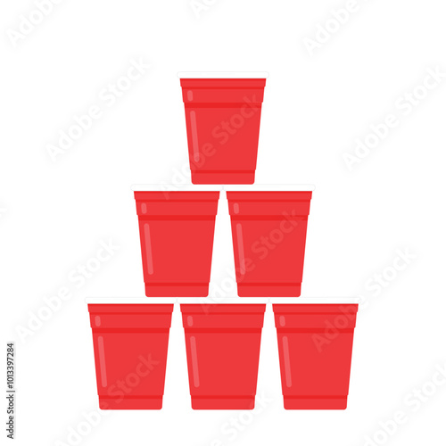 Red beer cup vector. Red plastic cup isolated on white background.