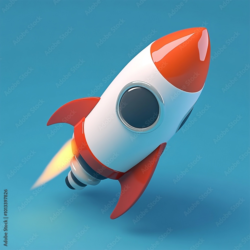 3D Rocket Icon: Spacecraft for Outer Space Travel Illustration Logo 3D Rocket Icon: Spacecraft for Outer Space Travel Illustration Logo
