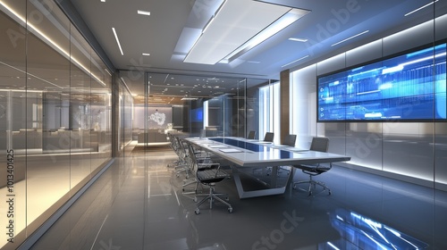 Modern Corporate Office Interior with High-Tech Elements