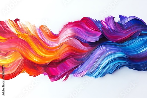 Multicolored abstract twisted brush stroke. Bright curl, artistic spiral. Abstract element for design. 3D rendering image.